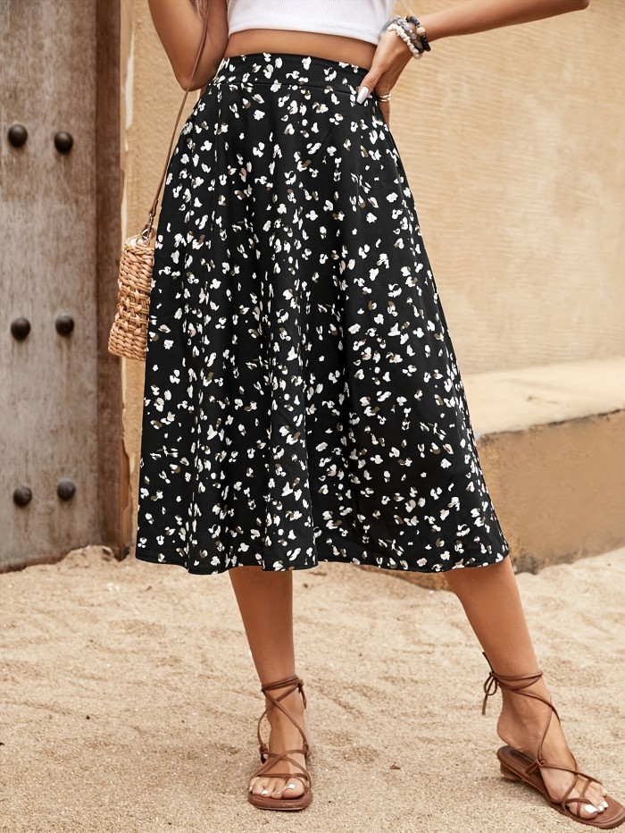 Women'S Printed Pocket Midi Skirt
