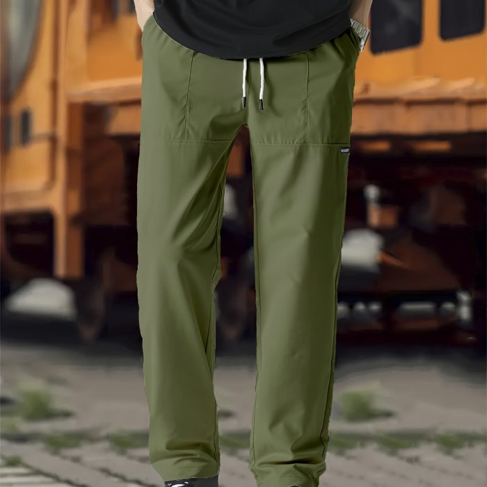 Casual Thin Sweatpants - Men's Straight Leg Joggers with Drawstring Waist for Spring Summer