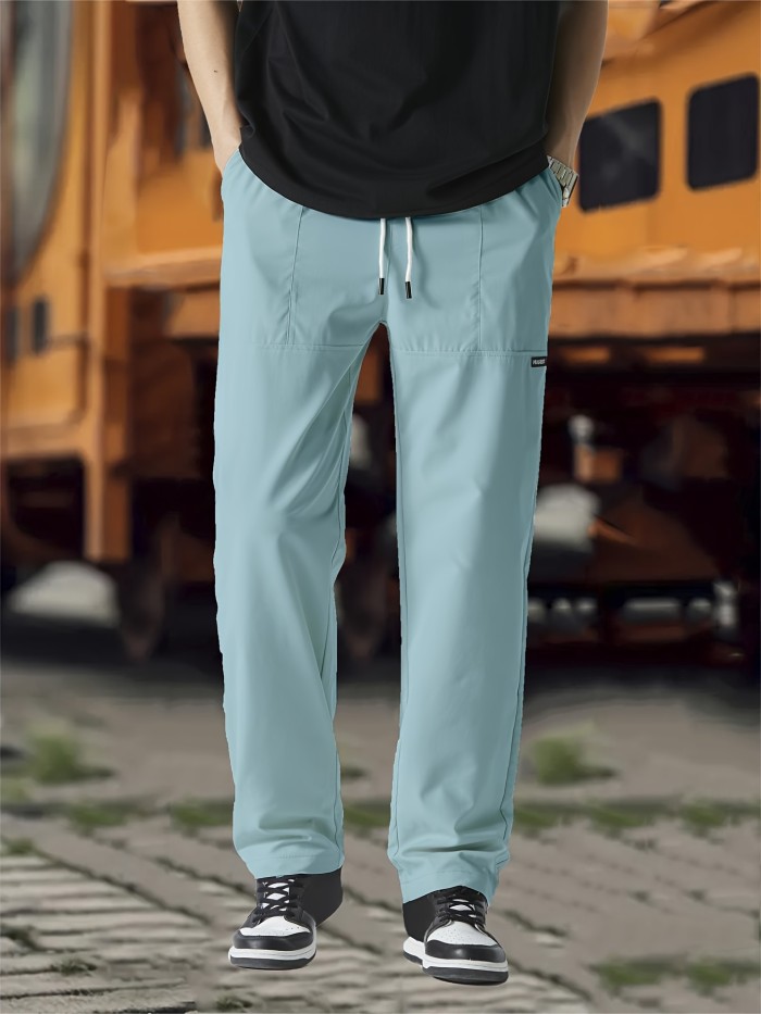Casual Thin Sweatpants - Men's Straight Leg Joggers with Drawstring Waist for Spring Summer
