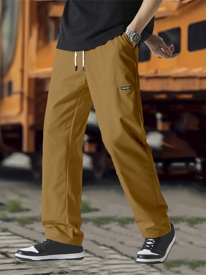 Casual Thin Sweatpants - Men's Straight Leg Joggers with Drawstring Waist for Spring Summer