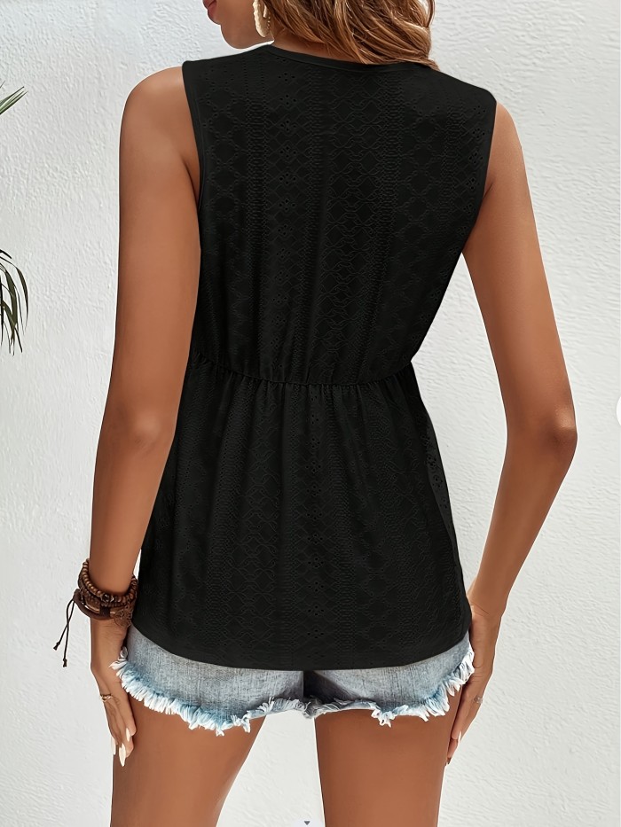Elegant Sleeveless Lace Splicing Tank Top - V-neck, Summer Women's Clothing