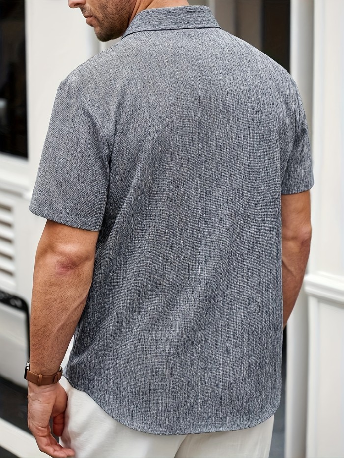 Men'S Casual Short-Sleeved Button-Up Shirt, Suitable for Daily Commuting And Going Out in Summer