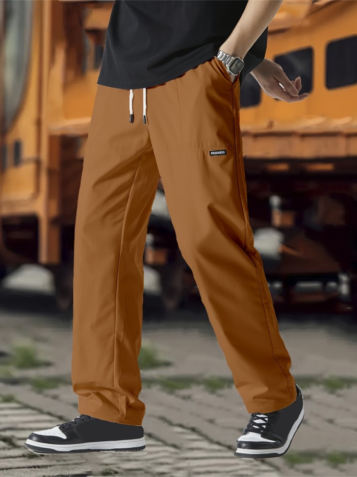 Casual Thin Sweatpants - Men's Straight Leg Joggers with Drawstring Waist for Spring Summer