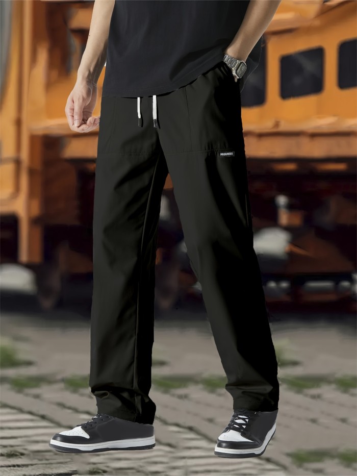 Casual Thin Sweatpants - Men's Straight Leg Joggers with Drawstring Waist for Spring Summer