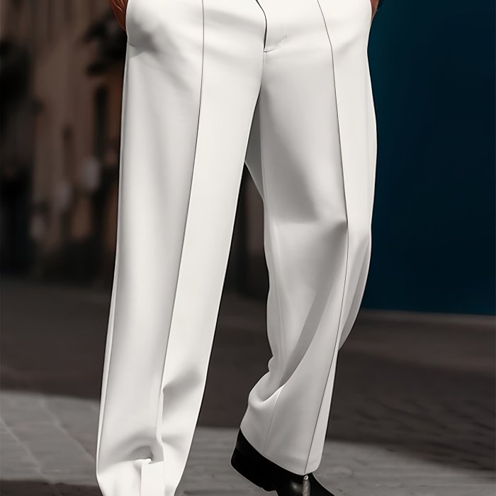 Men'S Straight-Leg Solid Color Pants, Men'S Classic Design Pants, Suitable for Business And Casual Wear