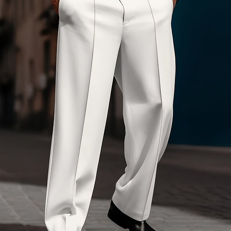 Men'S Straight-Leg Solid Color Pants, Men'S Classic Design Pants, Suitable for Business And Casual Wear