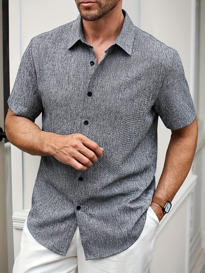 Men'S Casual Short-Sleeved Button-Up Shirt, Suitable for Daily Commuting And Going Out in Summer