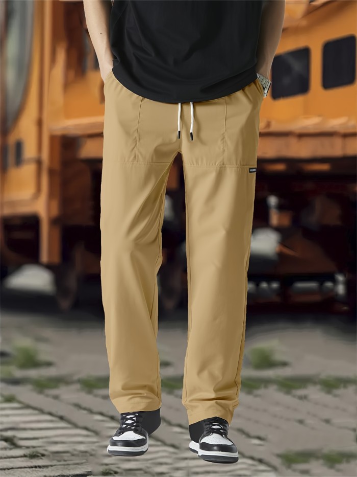 Casual Thin Sweatpants - Men's Straight Leg Joggers with Drawstring Waist for Spring Summer