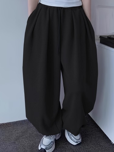 Ultra-Loose Fit Joggers Sweatpants Men's Ultra-Loose Fit Joggers - Solid Color, Polyester, Machine Washable - Casual Streetwear Sweatpants, Jogging Pants