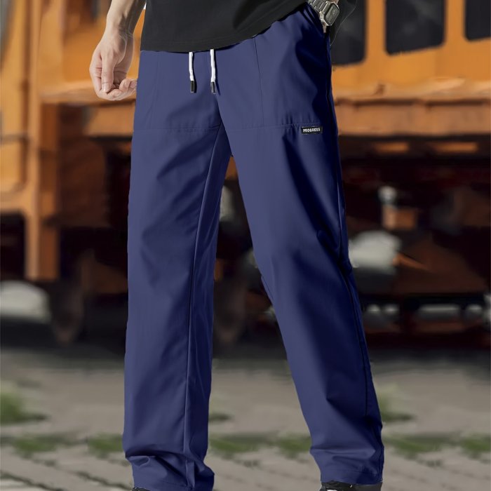 Casual Thin Sweatpants - Men's Straight Leg Joggers with Drawstring Waist for Spring Summer