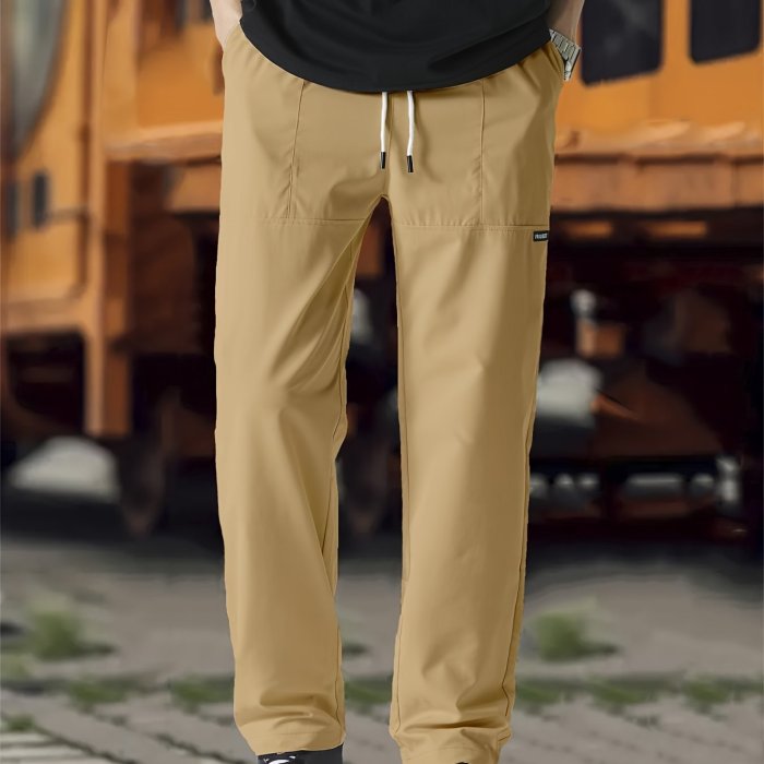 Casual Thin Sweatpants - Men's Straight Leg Joggers with Drawstring Waist for Spring Summer