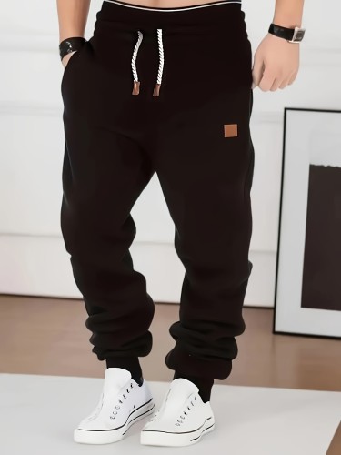 Slim Fit Drawstring Waist Sweatpants - Men's Casual Trousers for Autumn and Winter