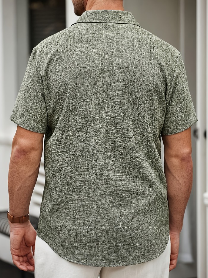 Men'S Casual Short-Sleeved Button-Up Shirt, Suitable for Daily Commuting And Going Out in Summer