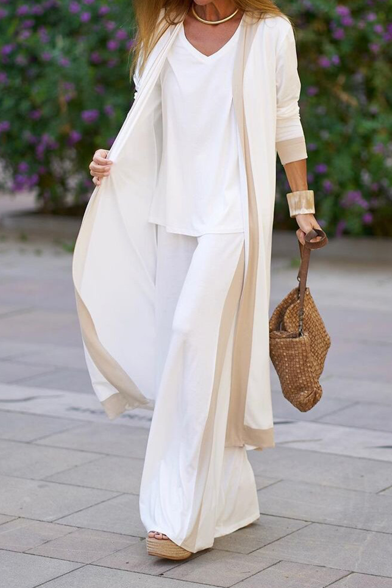 Casual Solid Patchwork Buckle V Neck Long Sleeve Dresses main image 1