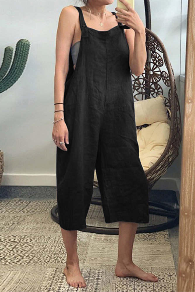 Casual Simplicity Solid Patchwork Square Collar Loose Jumpsuits(6 Colors)