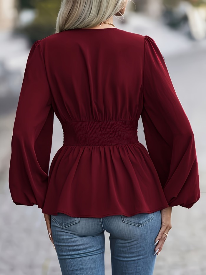 Elegant Floral Print 1pc V-Neck Long Sleeve Polyester Blouse - Women's Contrast Lapel Collar Top for Spring\u002FSummer\u002FFall