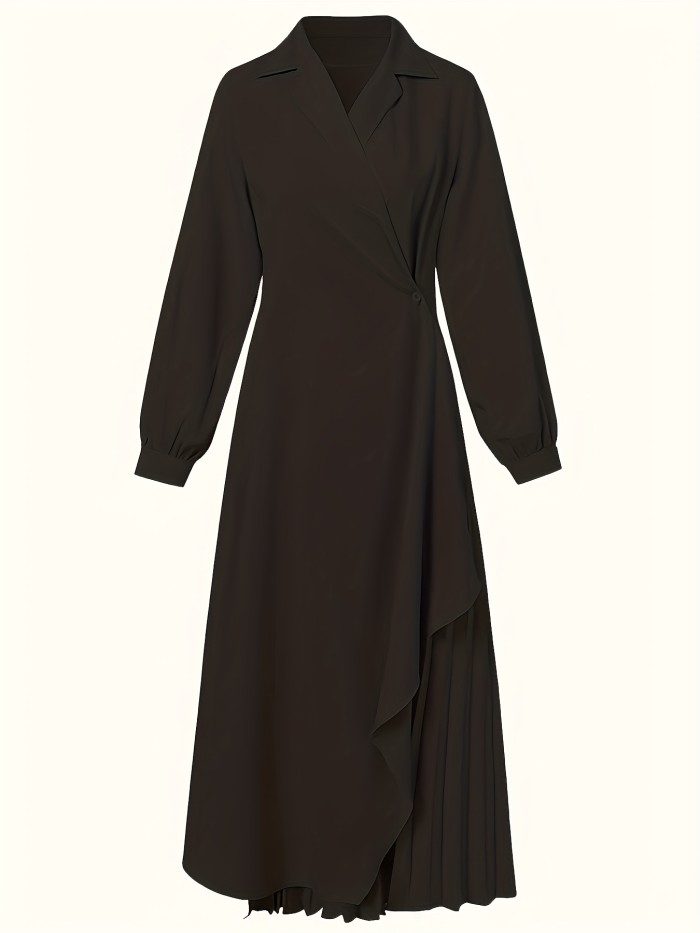 Elegant Long Irregular Dress with a Suit Collar D2022-3