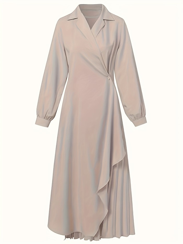 Elegant Long Irregular Dress with a Suit Collar D2022-3