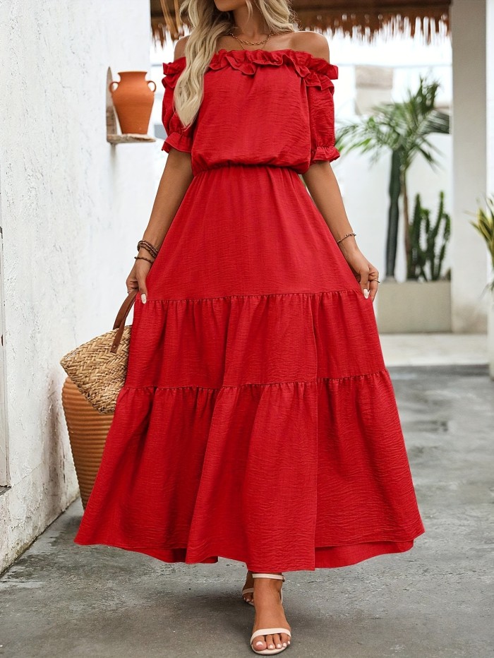 Lady'S Lotus Leaf Lace Dress