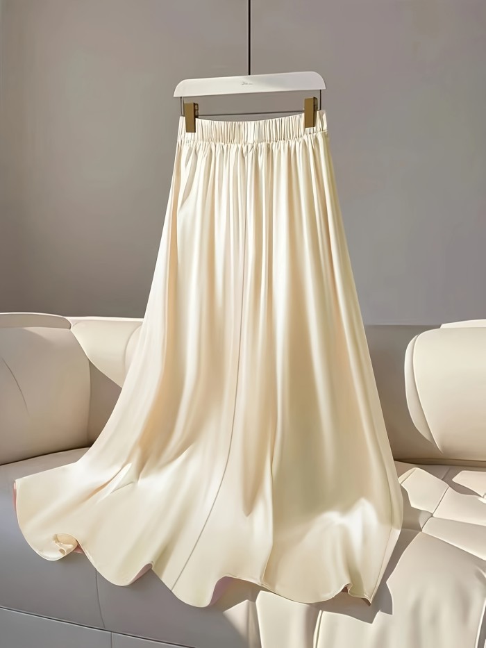 Elegant Directional New High-Waisted Slimming Solid Color A-Line Skirt for Women