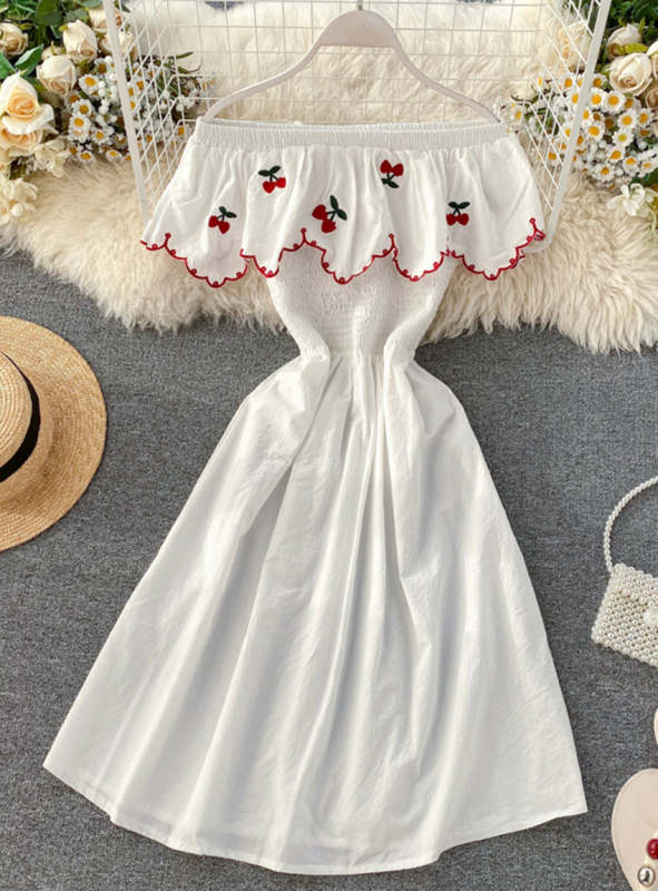 Cute A line cherry dress fashion girl dress 031