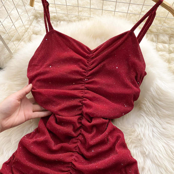 Sexy Spaghetti Straps Red Tight Dress Women Holiday Dress P194