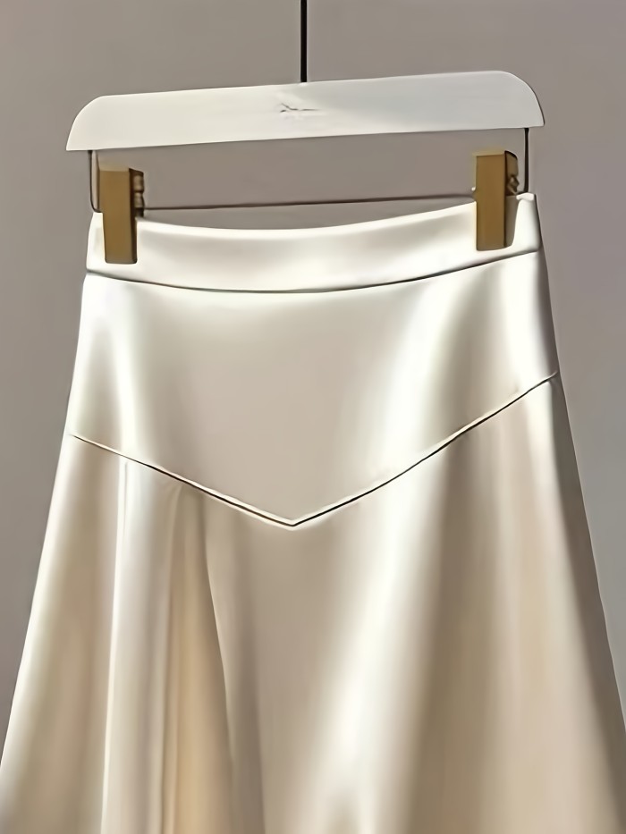 Elegant Directional New High-Waisted Slimming Solid Color A-Line Skirt for Women