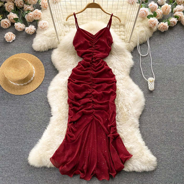 Sexy Spaghetti Straps Red Tight Dress Women Holiday Dress P194