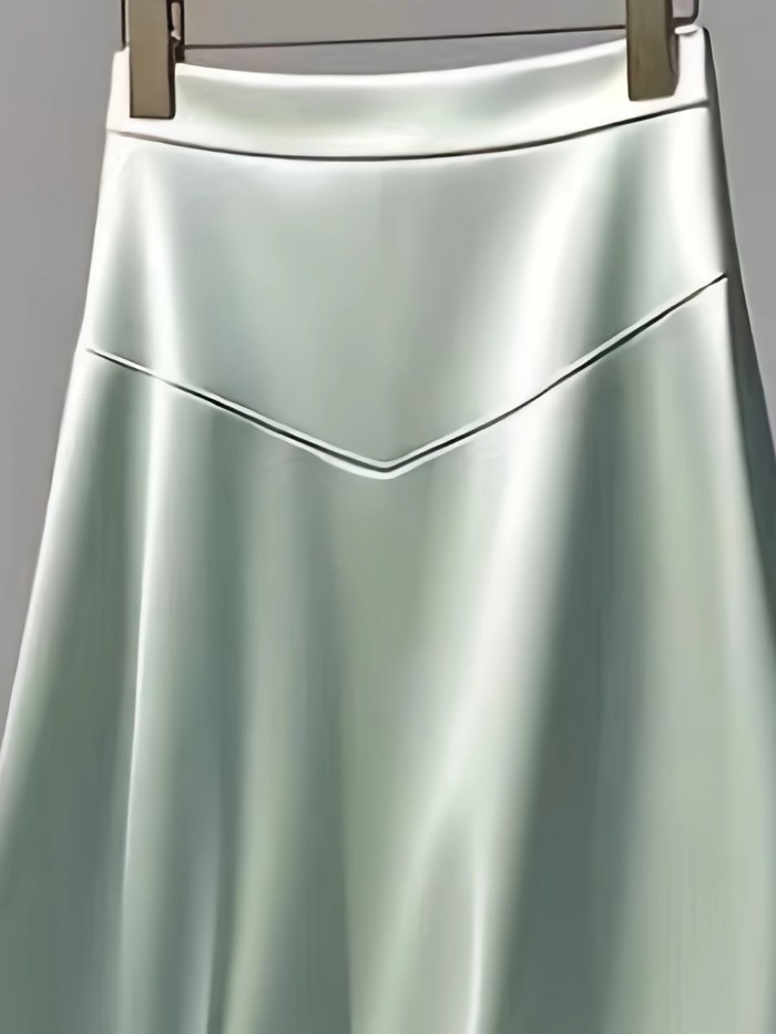 Elegant Directional New High-Waisted Slimming Solid Color A-Line Skirt for Women