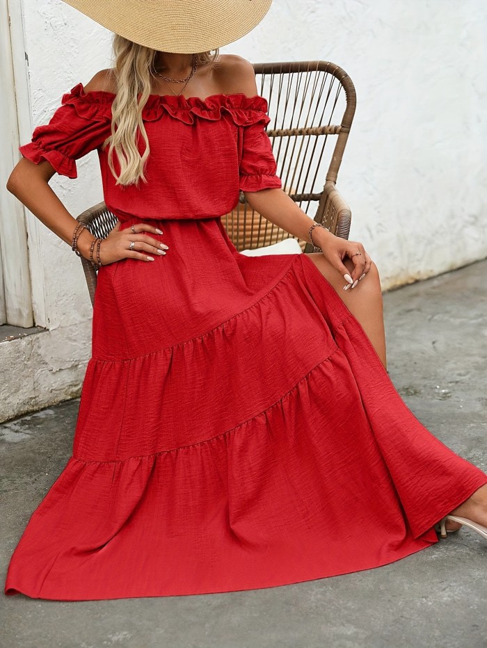 Lady'S Lotus Leaf Lace Dress