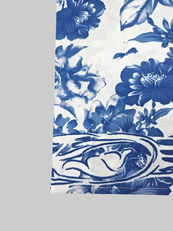 A-Line Loose Flower Print Split-Joint Lapel Maxi Dresses