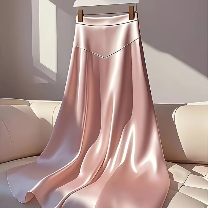 Elegant Directional New High-Waisted Slimming Solid Color A-Line Skirt for Women