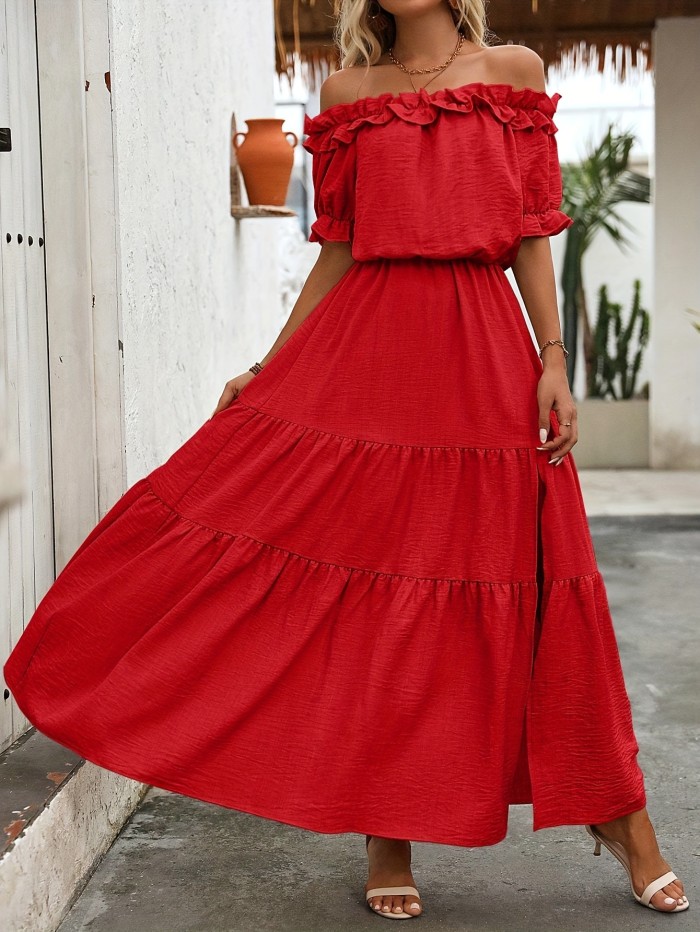 Lady'S Lotus Leaf Lace Dress