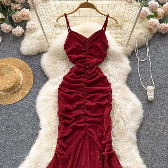 Sexy Spaghetti Straps Red Tight Dress Women Holiday Dress P194