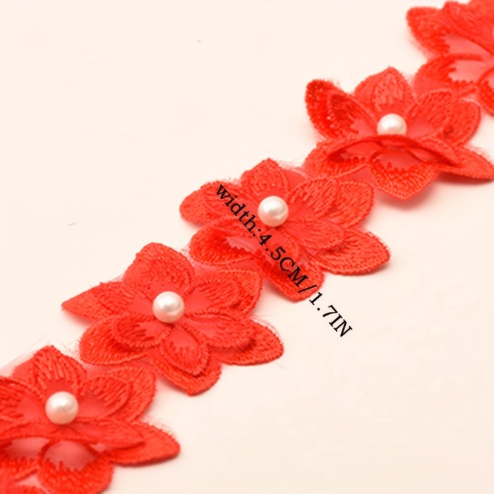 1yard Beaded Floral Lace Trim 1pack 1yard Floral Lace Trim Beaded Lace Ribbon Embroidery Trim Wedding Decor DIY Sewing, Crafts, Clothing Accessories Sewing Accessories