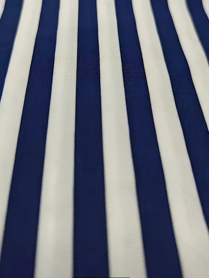 Chic Off-Shoulder Striped Top for Women - Navy & Red Stripes, Short Sleeve, Stretchy Polyester Blend, Sexy Summer Style, Machine Washable, Casual Wear | Sexy Summer Top | Comfortable Fit