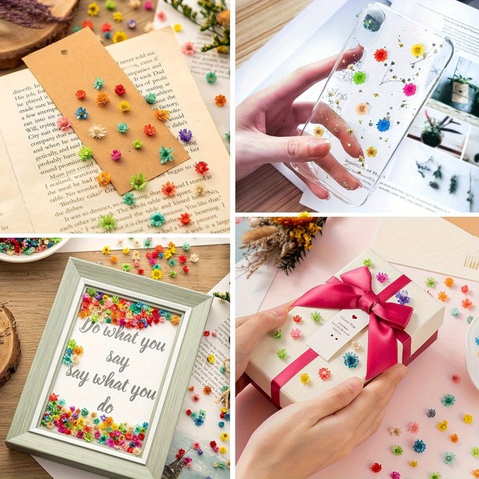 150pcs Star Flower Craft Kit - Natural Fabric Flowers & Leaves for DIY Resin Art, Decorations & All-Season Projects