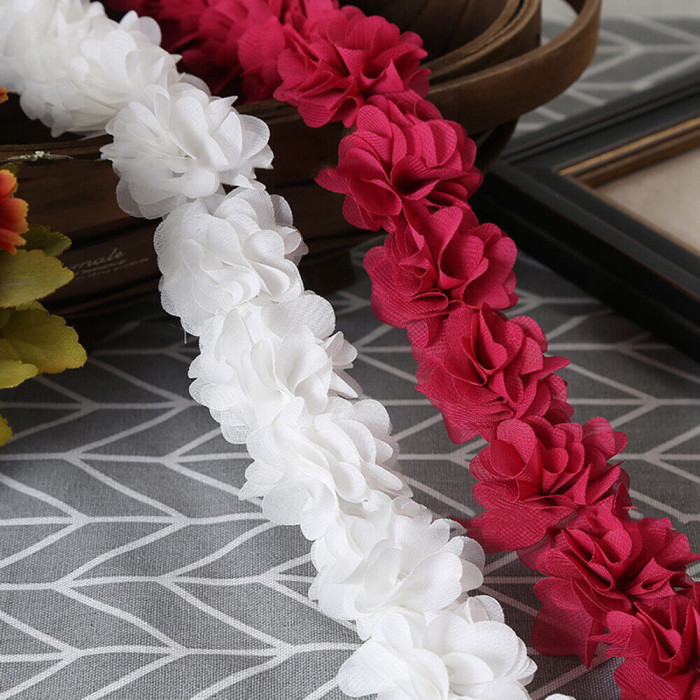 1yard Multi-color 3D Chiffon Lace Trim - Clothing Decoration DIY Wedding Supplies - For Sewing Crafts & Clothing Accessories - Perfect for DIY Enthusiasts & Crafters - Ideal Gift for Sewing Lovers