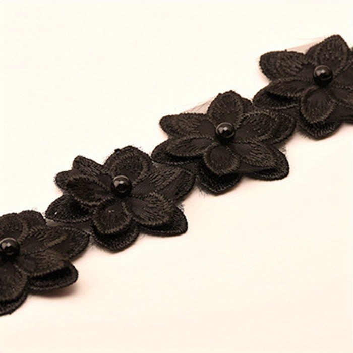 1yard Beaded Floral Lace Trim 1pack 1yard Floral Lace Trim Beaded Lace Ribbon Embroidery Trim Wedding Decor DIY Sewing, Crafts, Clothing Accessories Sewing Accessories