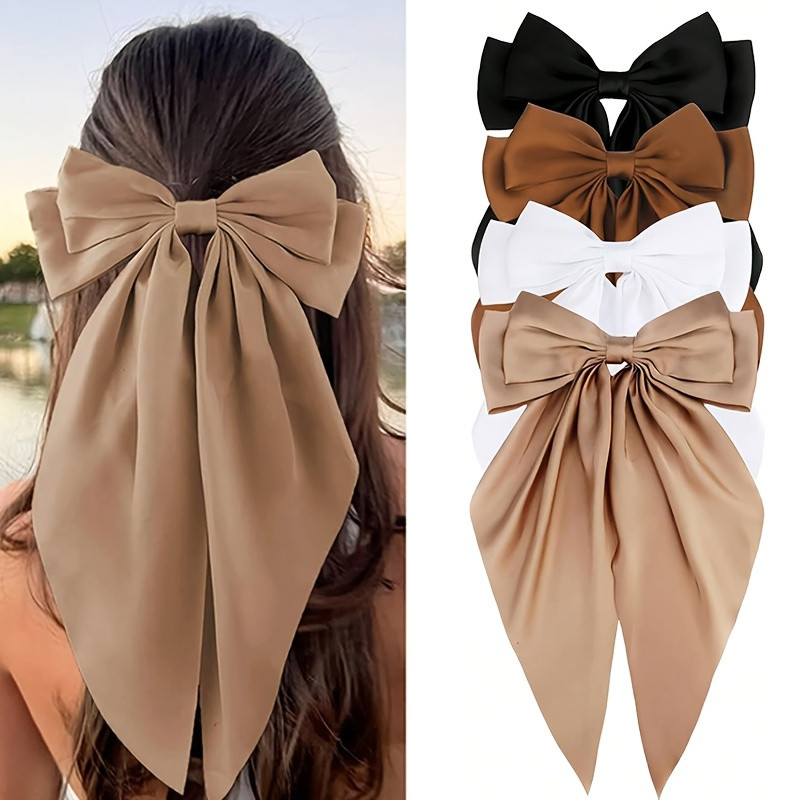 4pcs Fashion Butterfly Bow Hair Ties - Elegant, Versatile Polyester Accessories for Women, Daily Wear & Special Occasions
