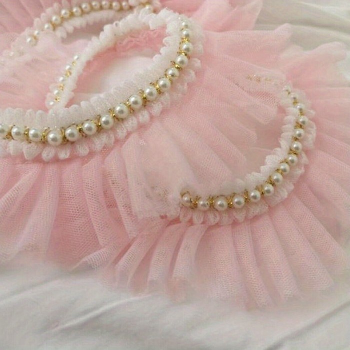 Ruffled Pearl Trim Sewing Ribbon - 1 Yard, 6cm Wide, Elegant Pearl Embellishments | Bright Pink\u002FWhite\u002FTeal Green, Ideal for Doll Collars, Skirts, Crafts