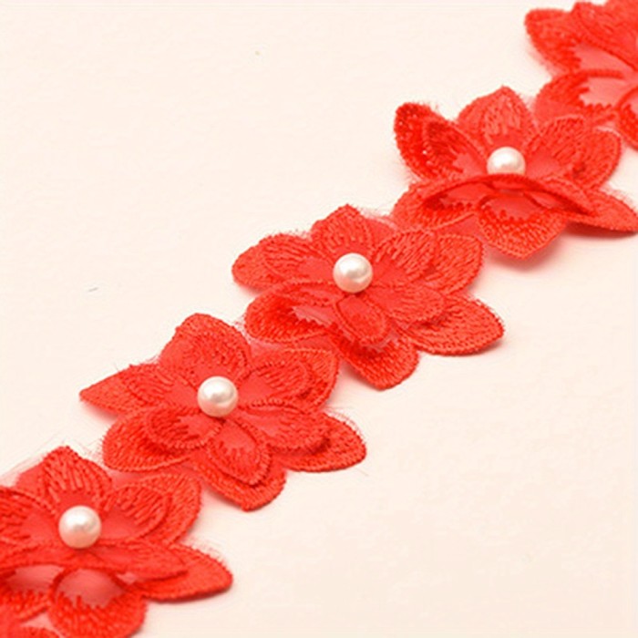 1yard Beaded Floral Lace Trim 1pack 1yard Floral Lace Trim Beaded Lace Ribbon Embroidery Trim Wedding Decor DIY Sewing, Crafts, Clothing Accessories Sewing Accessories