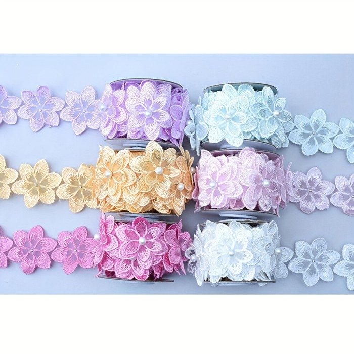 1yard Beaded Floral Lace Trim 1pack 1yard Floral Lace Trim Beaded Lace Ribbon Embroidery Trim Wedding Decor DIY Sewing, Crafts, Clothing Accessories Sewing Accessories