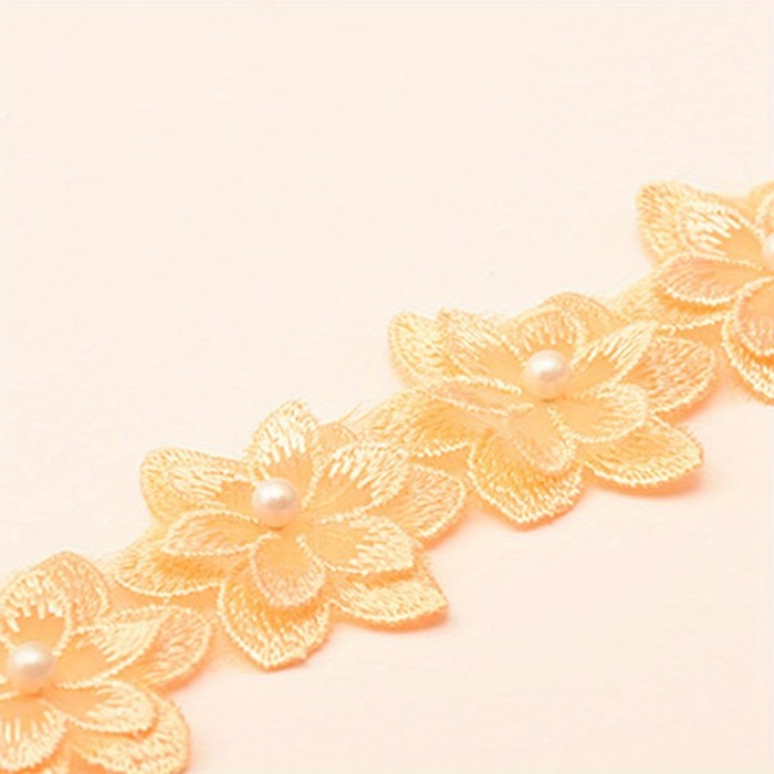 1yard Beaded Floral Lace Trim 1pack 1yard Floral Lace Trim Beaded Lace Ribbon Embroidery Trim Wedding Decor DIY Sewing, Crafts, Clothing Accessories Sewing Accessories