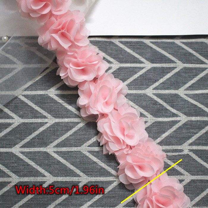 1yard Multi-color 3D Chiffon Lace Trim - Clothing Decoration DIY Wedding Supplies - For Sewing Crafts & Clothing Accessories - Perfect for DIY Enthusiasts & Crafters - Ideal Gift for Sewing Lovers
