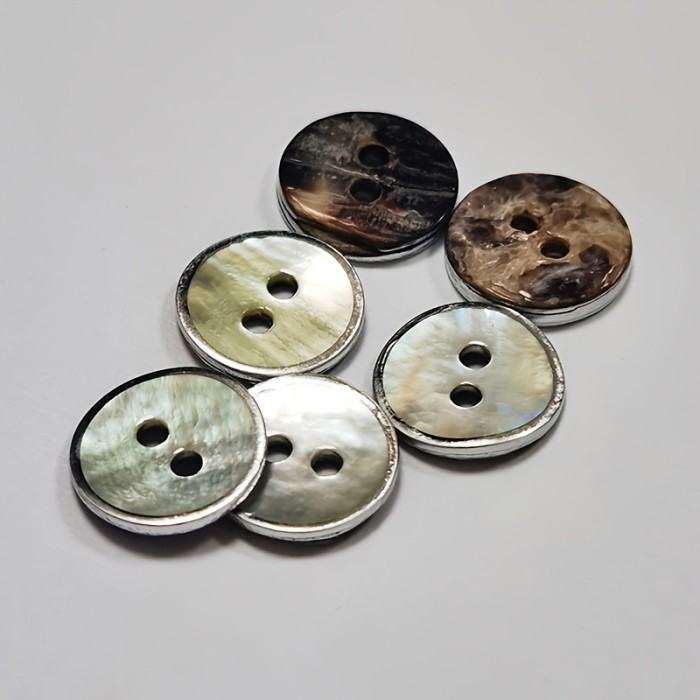 10pcs 11.5mm Silvery Grey Shell Buttons, Two-Hole Round High-End Shirt Buttons for Crafting and Sewing
