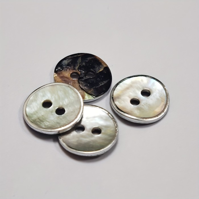 10pcs 11.5mm Silvery Grey Shell Buttons, Two-Hole Round High-End Shirt Buttons for Crafting and Sewing