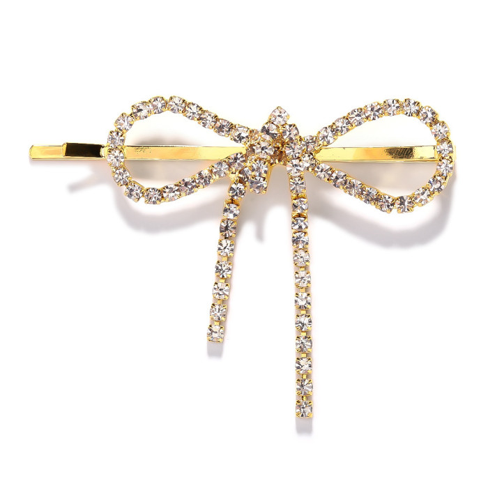 New Korean Style Sweet Temperament Bow Hair Clip Side Bangs Hairpin Back of Head Rhinestone Tassel Hair Accessory