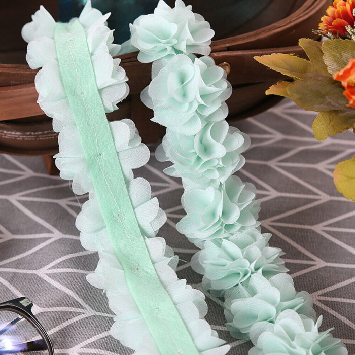 1yard Multi-color 3D Chiffon Lace Trim - Clothing Decoration DIY Wedding Supplies - For Sewing Crafts & Clothing Accessories - Perfect for DIY Enthusiasts & Crafters - Ideal Gift for Sewing Lovers
