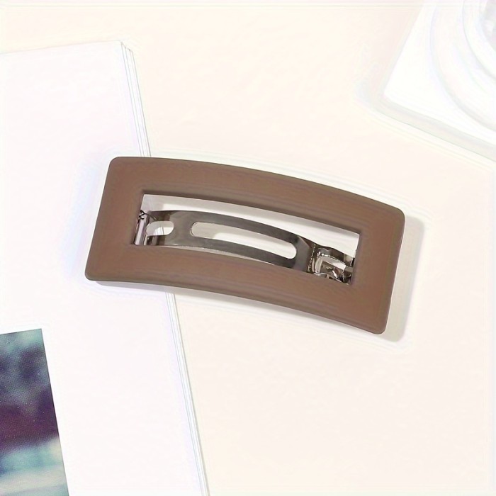 1pc Korean Version Minimalist Frosted Square Hair Clip with Spring Clip on The Back of The Head, Versatile And Stylish Hair Clip for Outdoor Use, Headgear, And Hair Accessories